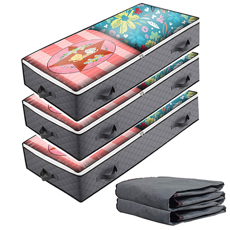 KZ-001001 3Pcs 100*50*15cm Foldable Under Bed Blankets Clothes Organizer Storage Bag Zippered Storage Bin with Transparent Window KZ-001001 3Pcs 100*50*15cm Foldable Under Bed Blankets Clothes Organizer Storage Bag Zippered Storage Bin with Transparent Window
